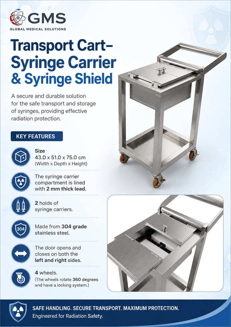 Transport Cart - 2mm Pb with syringe carrier and shield