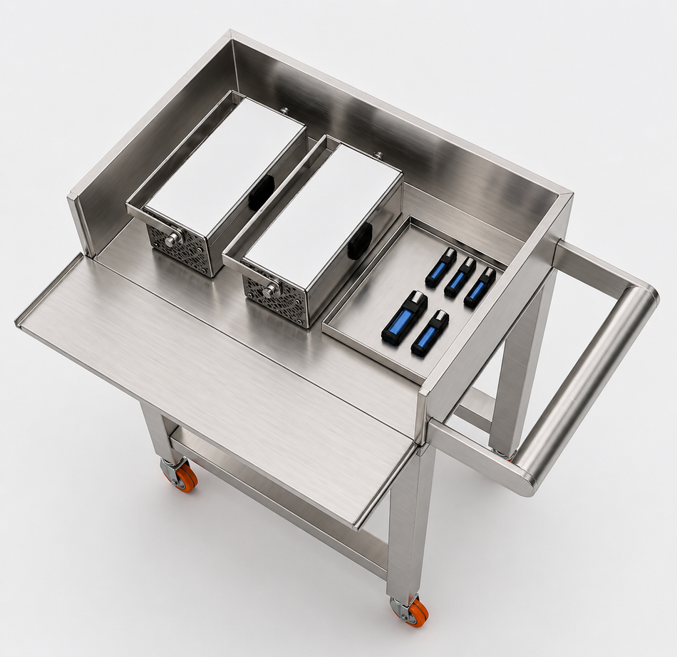 Transport Cart - 6mm Pb with syringe carrier and shield